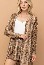 And The Why Snake Print Kimono Open Front Longline Cardigan Woman Outerwear