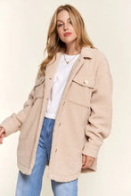 And The Why Teddy Sherpa Button Down Curved Hem Shacket Natural Woman Outerwear