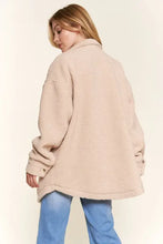 And The Why Teddy Sherpa Button Down Curved Hem Shacket Woman Outerwear