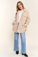 And The Why Teddy Sherpa Button Down Curved Hem Shacket Woman Outerwear