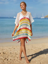 Angel Wings Cutout Striped Cover-Up with Tassel Swimwear Cover-Ups