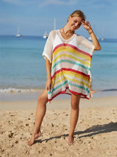Angel Wings Cutout Striped Cover-Up with Tassel Swimwear Cover-Ups