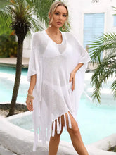 Angel Wings Fringe Trim Dolman Sleeve Openwork Cover-Up Swimwear Cover-Ups