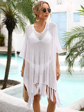 Angel Wings Fringe Trim Dolman Sleeve Openwork Cover-Up Swimwear Cover-Ups