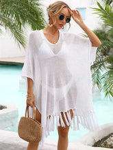 Angel Wings Fringe Trim Dolman Sleeve Openwork Cover-Up Swimwear Cover-Ups