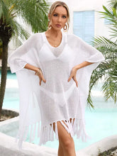 Angel Wings Fringe Trim Dolman Sleeve Openwork Cover-Up Swimwear Cover-Ups