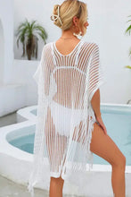 White Angel Wings Fringe Trim Openwork Knit Cover-Up