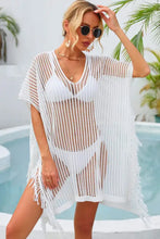 Angel Wings Fringe Trim Openwork Cover-Up over white bikini