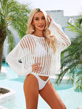 Angel Wings long sleeve round neck openwork cover-up over bikini