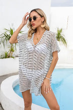 Angel Wings Openwork V-Neck Short Sleeve Cover Up Swimwear Cover-Ups