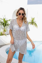 Angel Wings Openwork V-Neck Short Sleeve Beach Cover-Up
