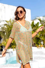 Angel Wings Slit Openwork V-Neck Short Sleeve Cover Up Swimwear Cover-Ups