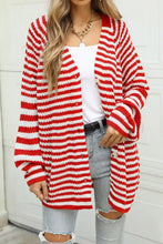 Angel Wings Striped Button Up Long Sleeve Cardigan Deep Red Woman Outerwear