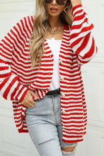 Angel Wings Striped Button Up Long Sleeve Cardigan Woman Outerwear