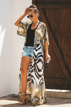 Animal Print Maxi Kimono Swimwear Cover-Up