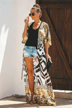 Animal Print Maxi Kimono Swimwear Cover-Up Leopard One Size