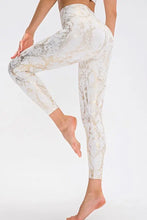 White animal print slim leggings with wide waistband long sports pants design