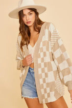 Annie Wear checkered drop shoulder cardigan in beige and white