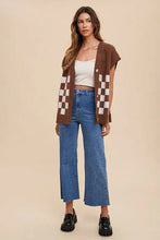 Annie Wear checkered short sleeve cardigan with button front