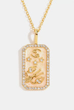 Gold Aquarius rhinestone constellation pendant necklace with chain