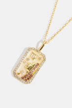 Gold Aquarius rhinestone constellation pendant necklace with chain