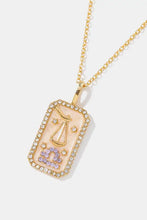 Pink and gold Libra zodiac necklace with rhinestone constellation pendant