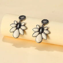 Artificial Turquoise Flower Earrings White One Size Earrings