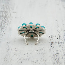 Artificial Turquoise Flower Ring in Silver Alloy Fashion Jewelry