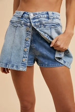 Asymmetrical Stretch Denim Wrap Mini Skort for Women Woman Skirts