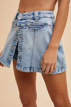 Asymmetrical Stretch Denim Wrap Mini Skort for Women Woman Skirts
