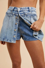 Asymmetrical Stretch Denim Wrap Mini Skort for Women