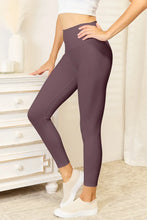 Aubergine Wide Waistband Sports Leggings for Women Chocolate