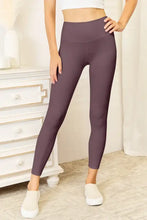 Aubergine wide waistband sports leggings for women