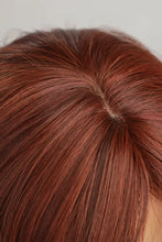 Auburn layered wave synthetic wig with bangs, red hair bun and cap included