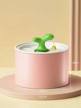 Automatic Sapling Pet Drinking Fountain with pink body, sapling spout, and duckling