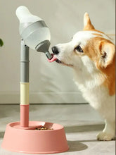 Pastel pink and gray automatic water dispenser pet bowl with sleek design