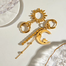 Sun Moon Asymmetric Drop Earrings