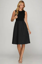 She + Sky Full Size Sleeveless Poplin Woven Midi Dress with Pockets Plus Size Black