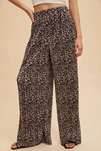 Annie Wear Leopard Plisse Lounge Wide Pants MOCHA Woman Pants