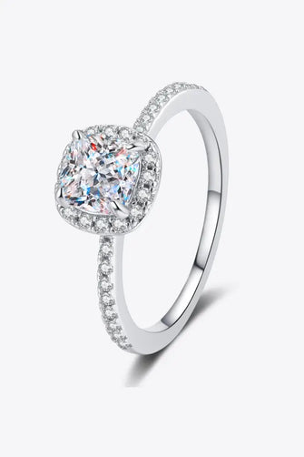 1 Carat Moissanite 925 Sterling Silver Halo Ring Silver Rings