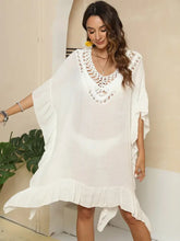Cutout Ruffled Half Sleeve Cover-Up Swimwear Cover-Ups
