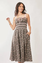 Davi & Dani Contrast Velvet Tape Smocking Bodice Midi Dress Woman Casual Dress