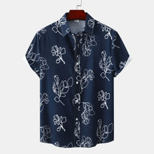 Men's Plus Size Printed Short Sleeve Casual Shirt Dark Navy