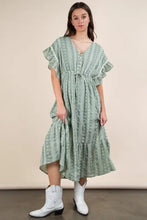 VERY J Embroidered Boho Ruffled Midi Dress Casual Dresses