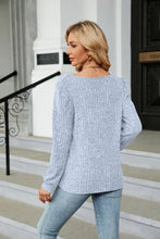 Ribbed Square Neck Long Sleeve T-Shirt Woman T Shirts