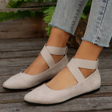 Crisscross Point Toe Flat Slip-Ons Beige