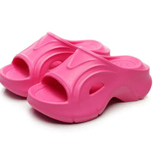 Open Toe Platform Slippers Hot Pink Woman Slippers