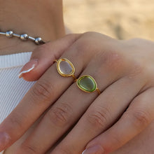 2 Piece Resin Oval Adjustable Ring Gold One Size