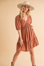 Aemi+Co Tied Back Ruffled Short Sleeve Mini Dress Casual Dresses