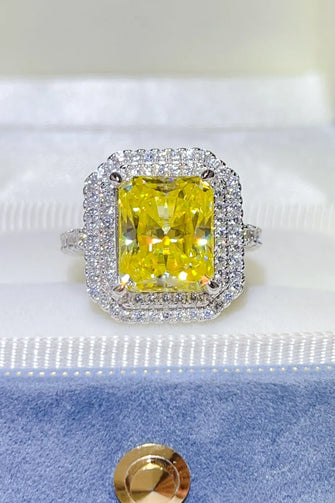 2 Carat Moissanite 925 Sterling Silver Ring Yellow